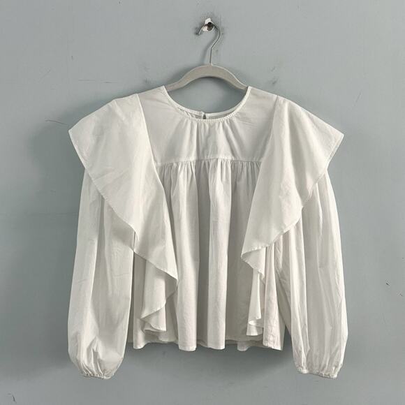 NWT Pistola Kaelynn Ruffle White Long Sleeve Cotton Blouse - Picture 5 of 9